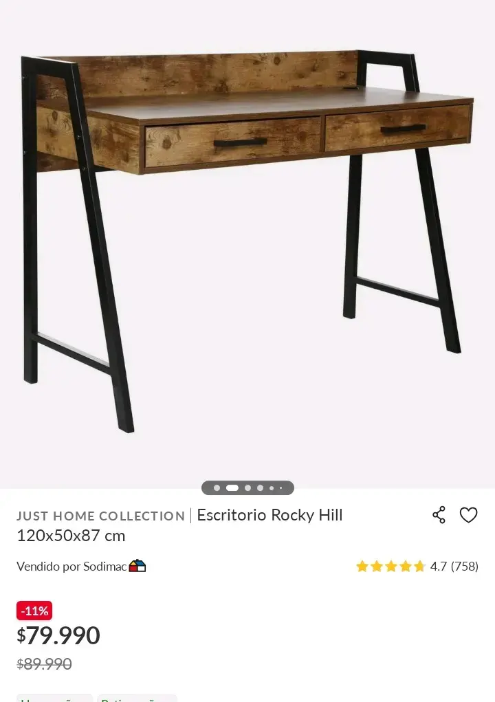 Escritorio de Madera con Puertos USB - 4