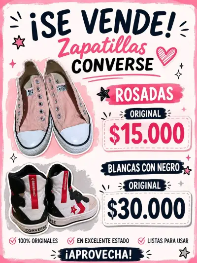 Zapatillas Converse Rosadas y Blancas Originales - miniatura 1