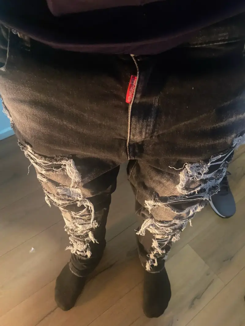 Jeans mstar negros desgastados para hombre - 1