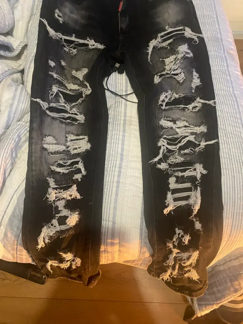 Jeans mstar negros desgastados para hombre - 2