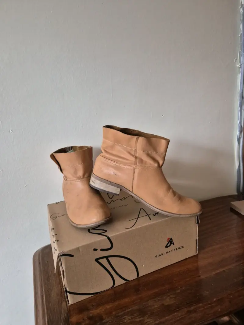 Botas de cuero camel para mujer - 2