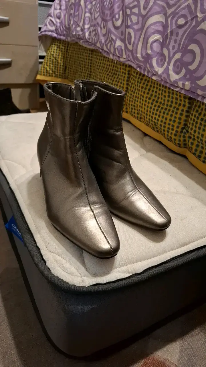 Botines de cuero sintetico con tacón medio - 2