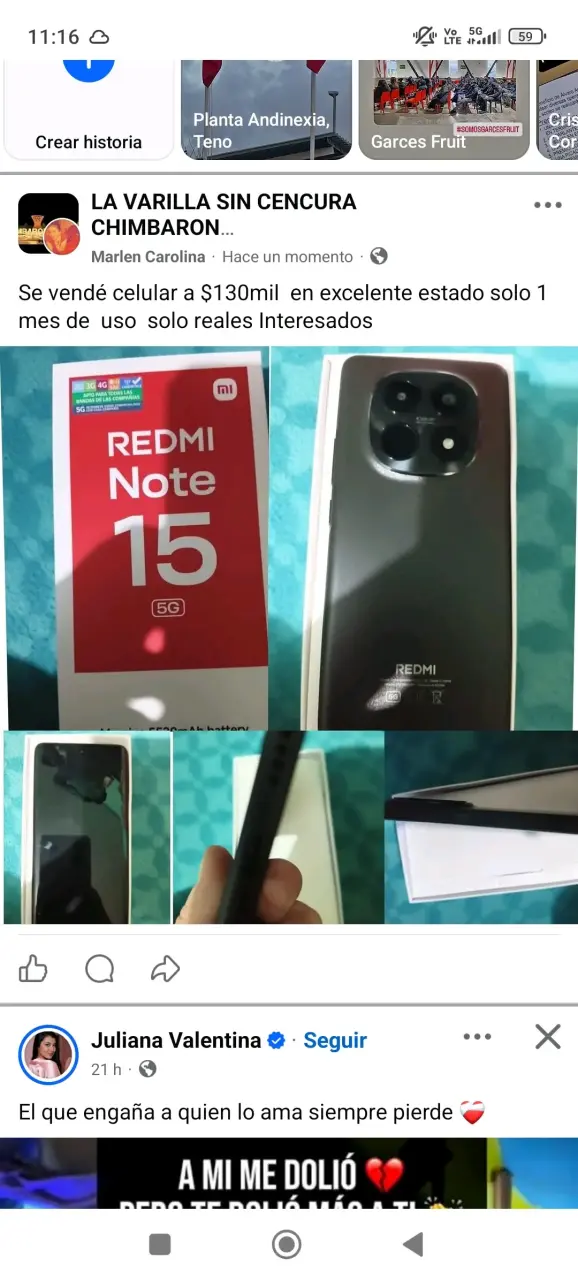 Celular Xiaomi Redmi Note 15 en excelente estado