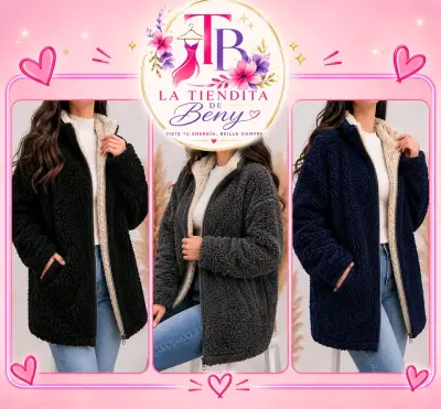 Abrigo de lana sintética para mujer en varios colores - miniatura 2
