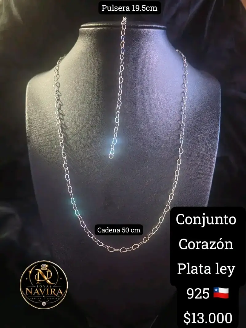 Conjunto joyas en plata 925 con cadena y pulsera - 1