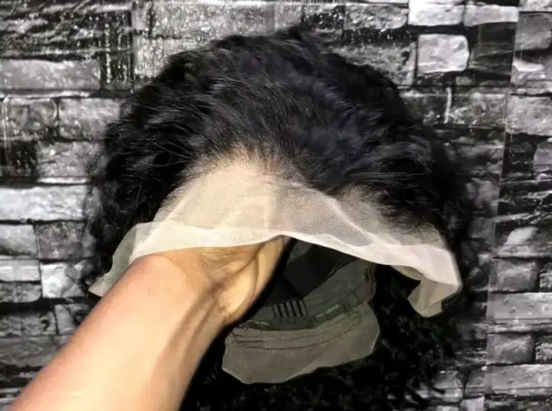 Peluca de cabello rizado negro con gorro - 5