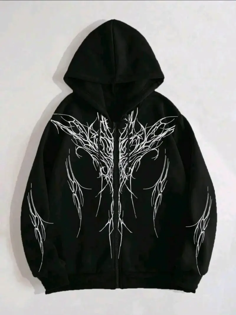 Polerón negro con diseño tribal - 1