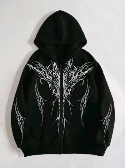 Polerón negro con diseño tribal - miniatura 1
