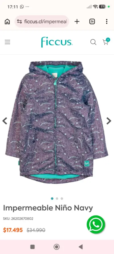 Impermeable para niño con diseño de dinosaurios - miniatura 1