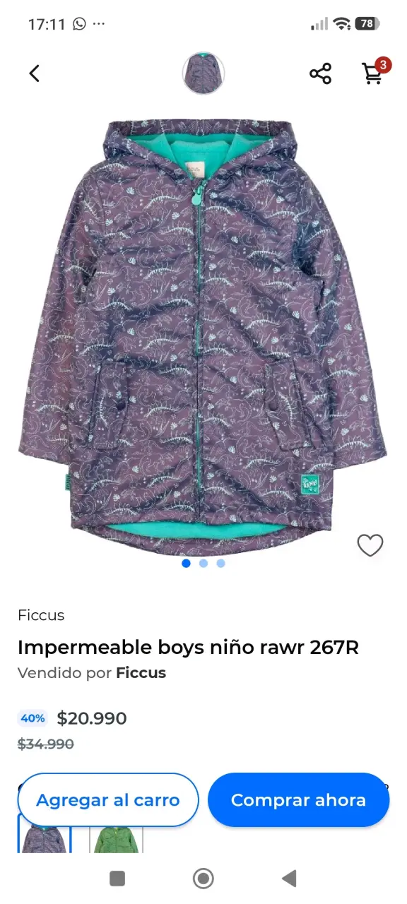 Impermeable para niño con diseño de dinosaurios - 2