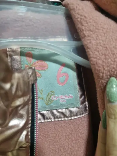 Chaqueta metálica rosada para niña Chess Kids - miniatura 2