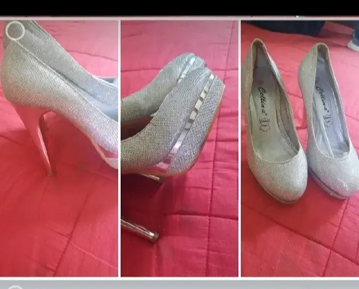 Zapatos de tacón alto plateados brillantes - 3