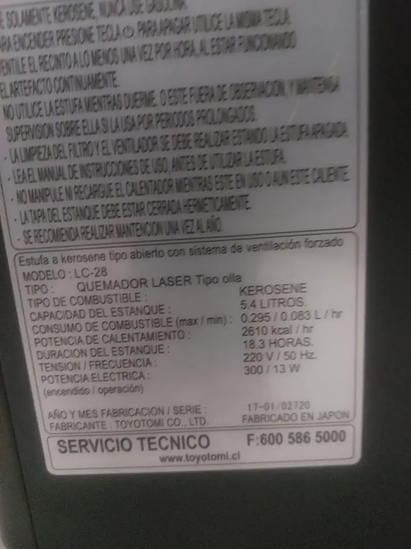 Estufa a kerosene Toyotomi Classic LC-28 - 2