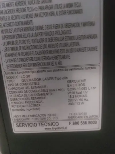 Estufa a kerosene Toyotomi Classic LC-28 - miniatura 2
