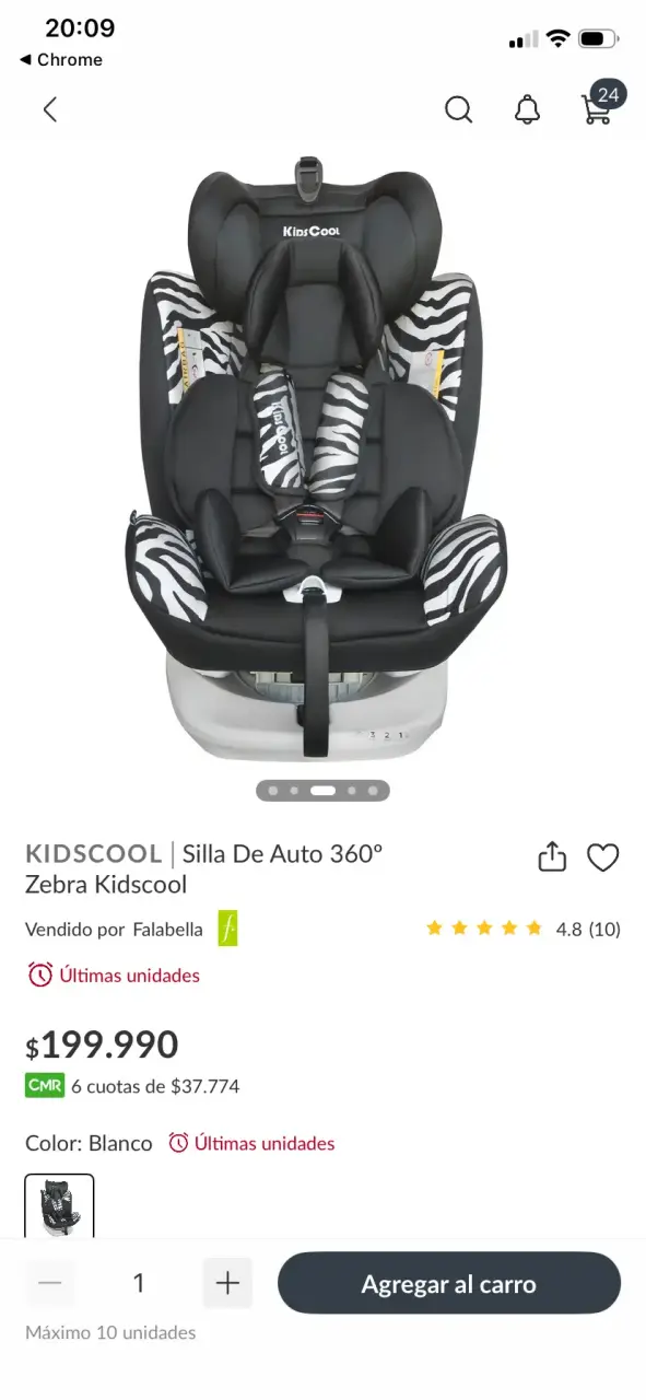 Silla de Auto 360° Zebra KidsCool - 1