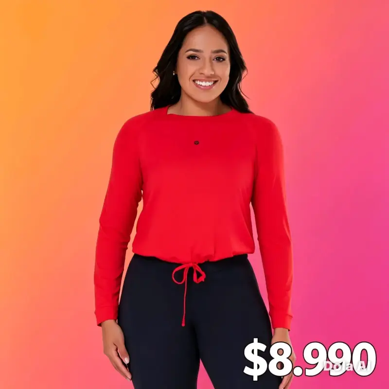 Polera roja de manga larga para mujer