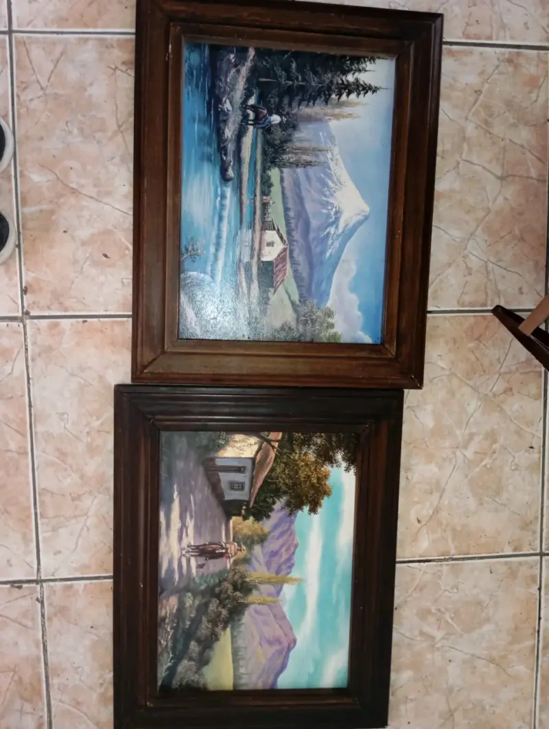 Cuadros paisajísticos con marco de madera