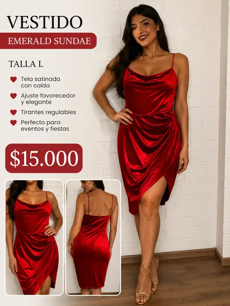 Vestido rojo satinado Emerald Sundae talla L