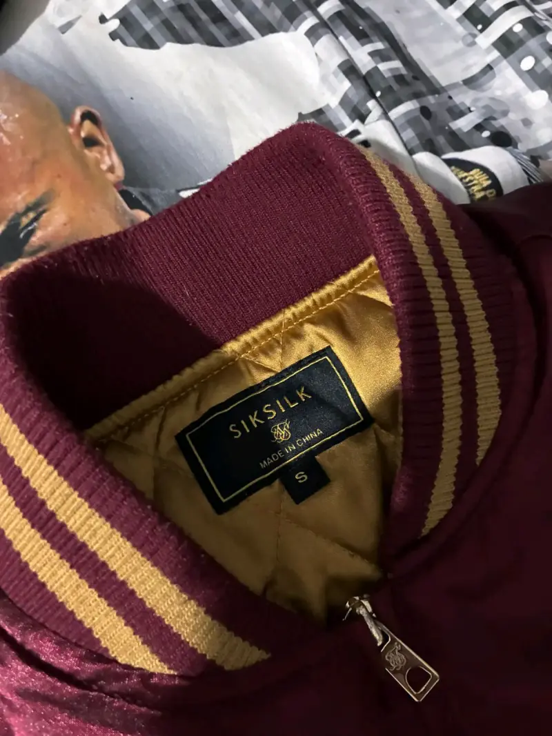 Chaqueta Bomber Burdeos SikSilk para Hombre - 3