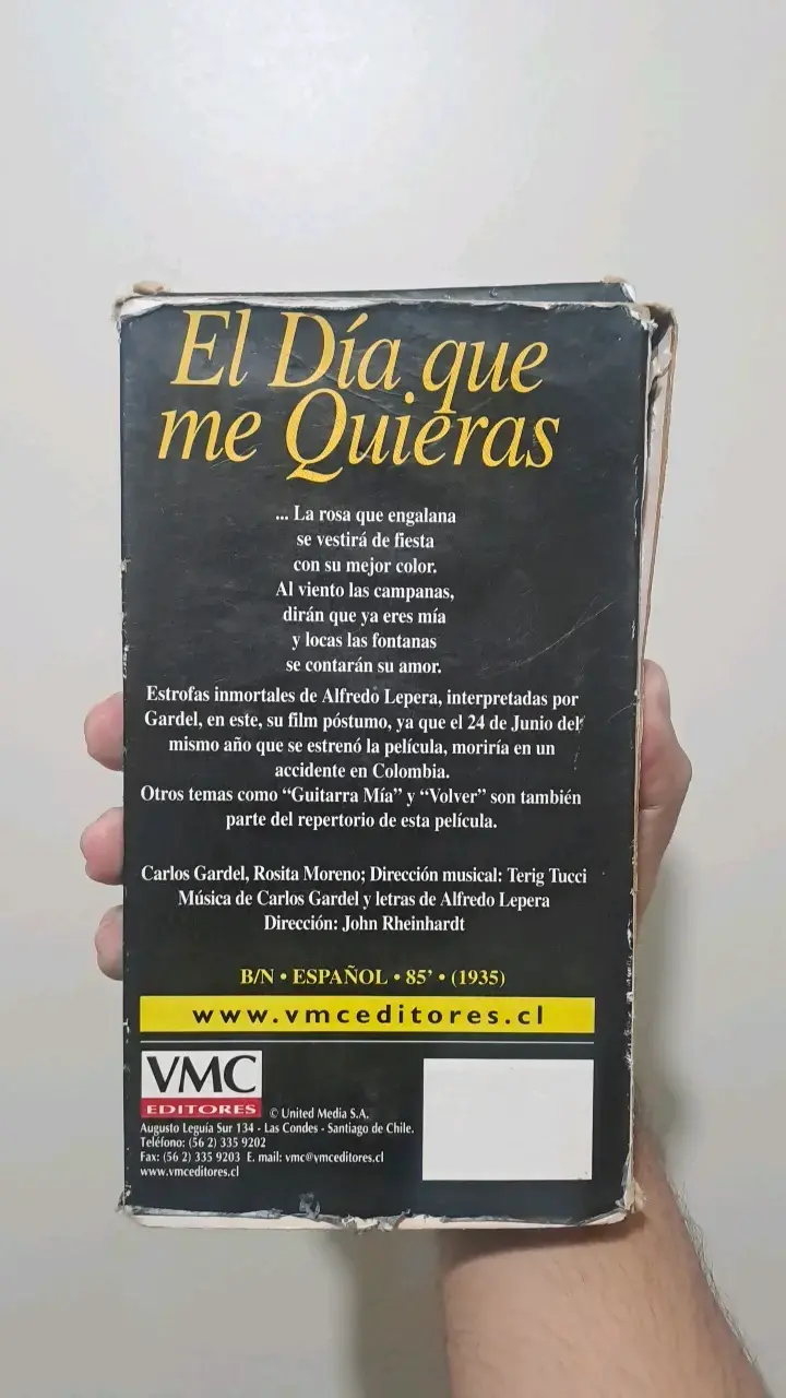 VHS El Día Que Me Quieras, Carlos Gardel - 2