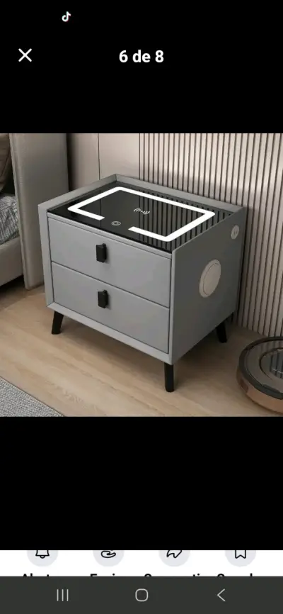 Mesa de noche con luz LED y cargador inalámbrico - miniatura 1