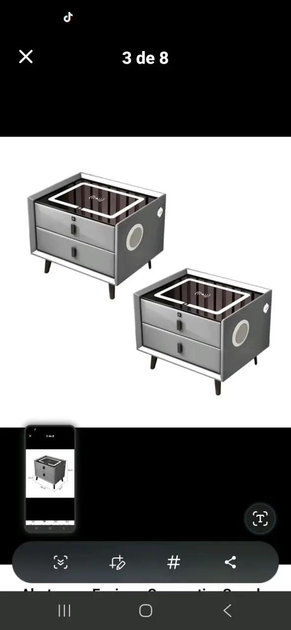Mesa de noche con luz LED y cargador inalámbrico - 2