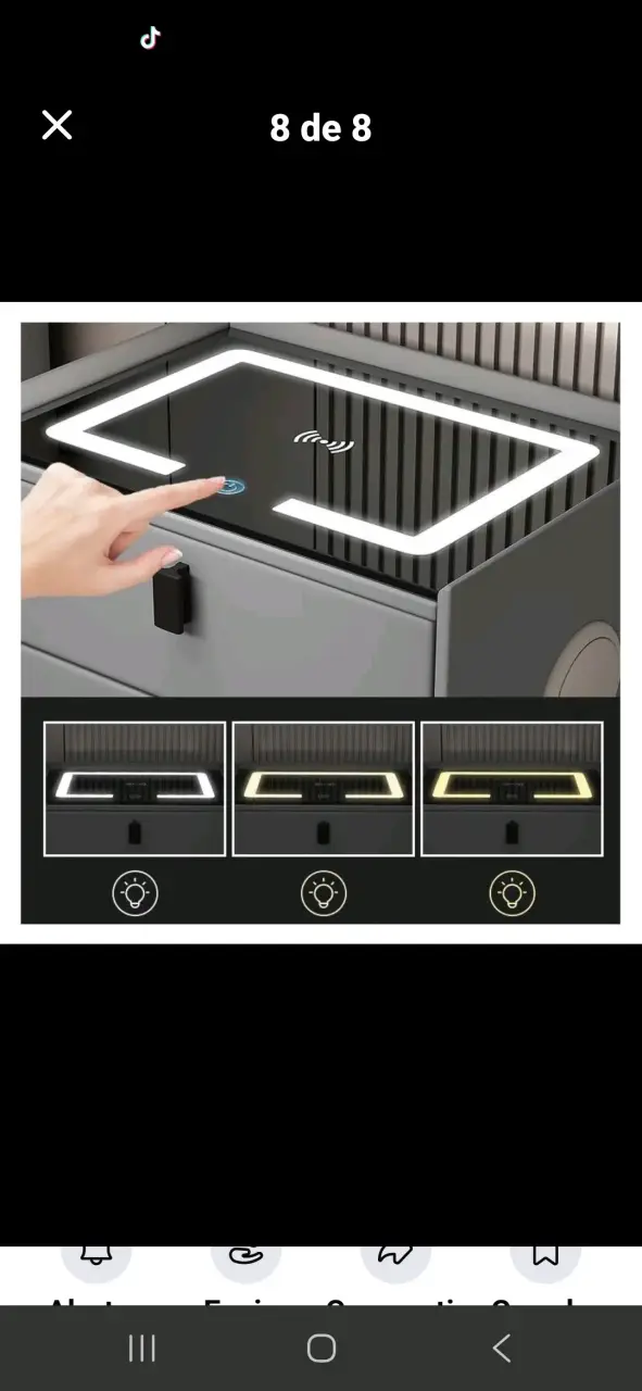 Mesa de noche con luz LED y cargador inalámbrico - 3