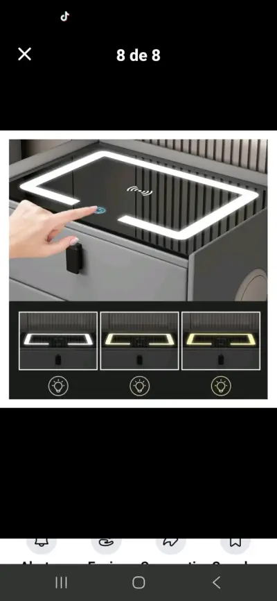 Mesa de noche con luz LED y cargador inalámbrico - miniatura 3