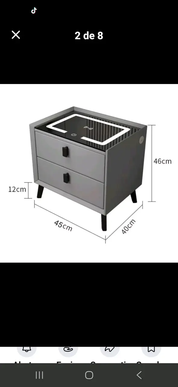 Mesa de noche con luz LED y cargador inalámbrico - 4