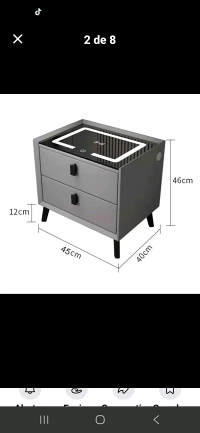 Mesa de noche con luz LED y cargador inalámbrico - miniatura 4