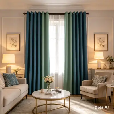 Cortinas de poliéster 140x225 cm Verde - miniatura 1