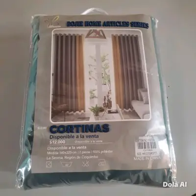 Cortinas de poliéster 140x225 cm Verde - miniatura 3