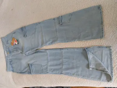 Jeans cargo INDEX de mezclilla azul claro - miniatura 1