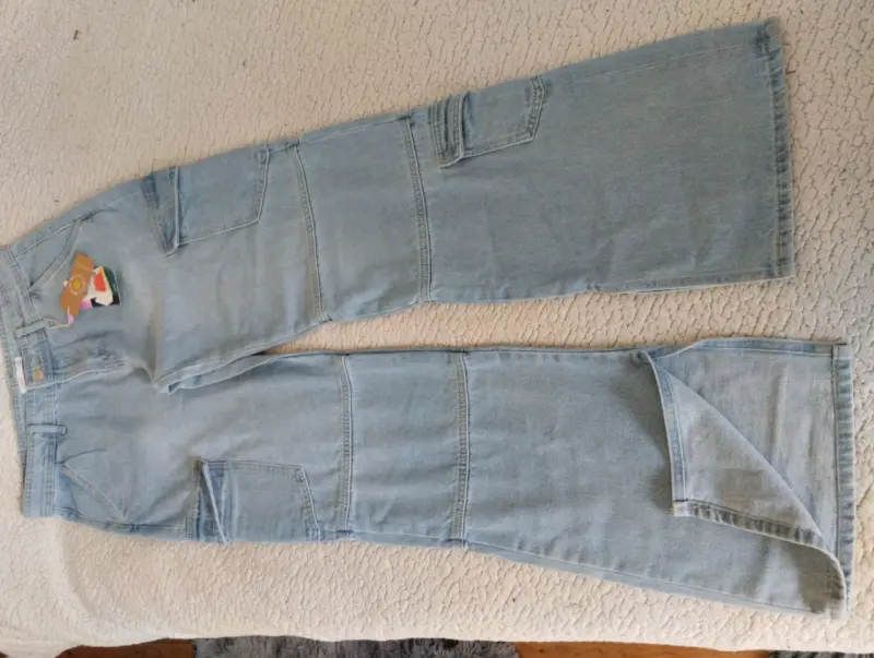 Jeans cargo INDEX de mezclilla azul claro - 2