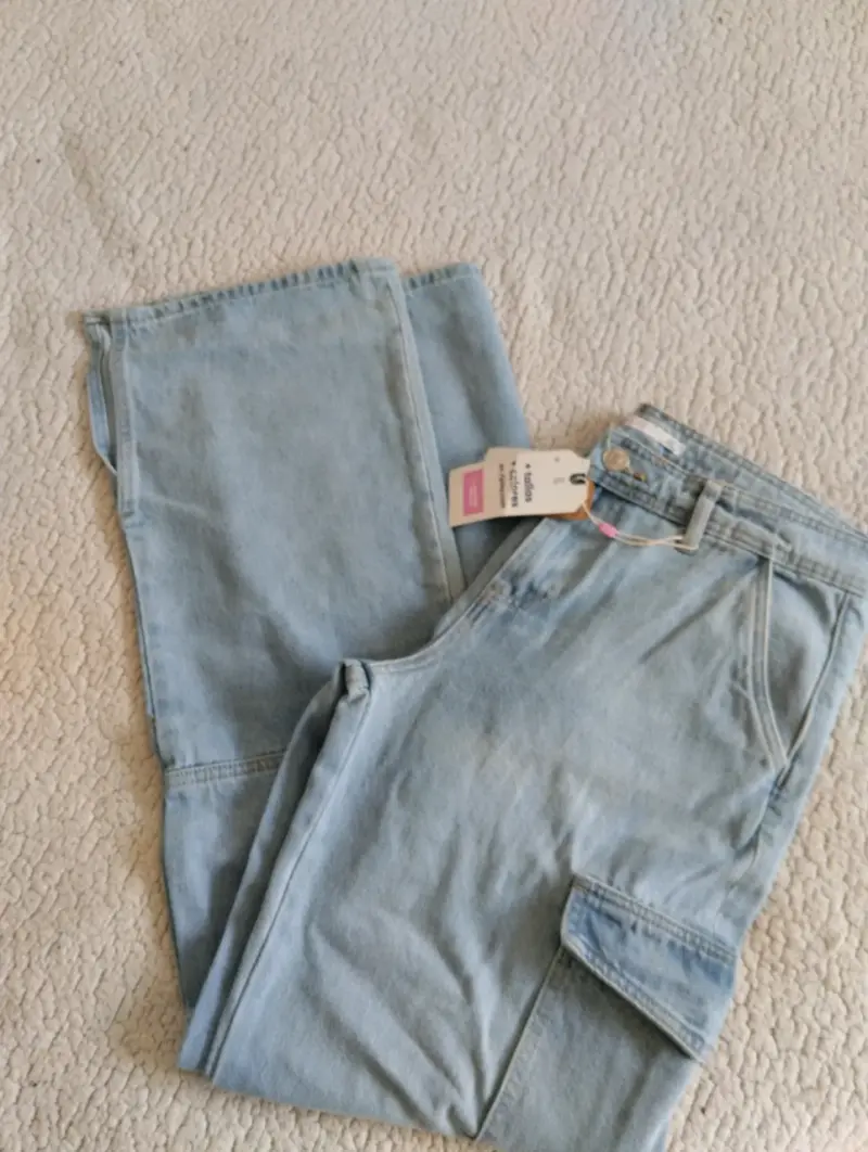 Jeans cargo INDEX de mezclilla azul claro - 3