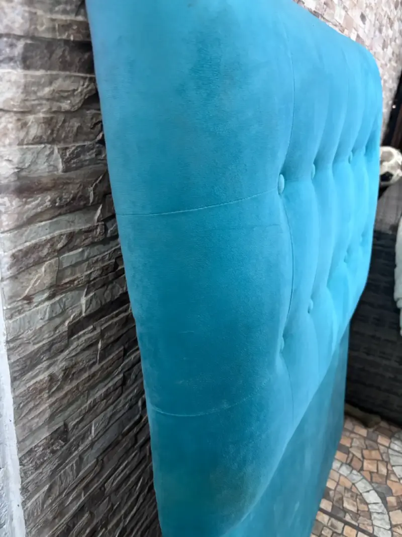 Cabecera de cama azul turquesa acolchada - 3