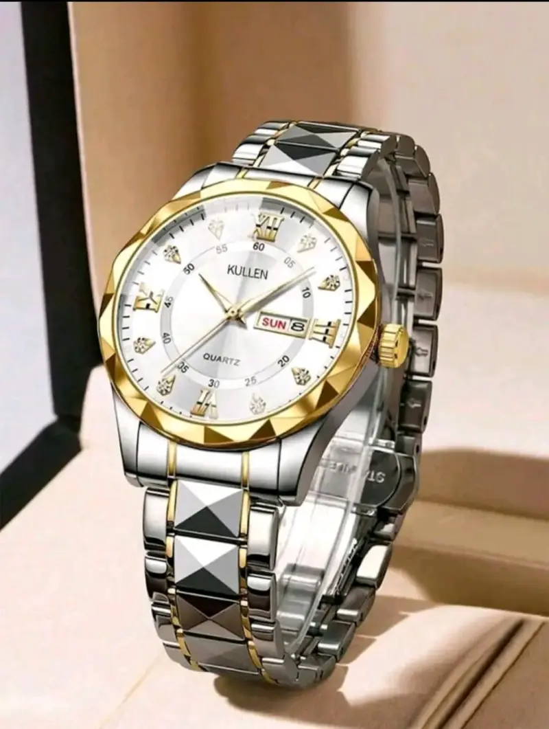 Reloj de Pulsera Plateado y Dorado con Cristales - 2