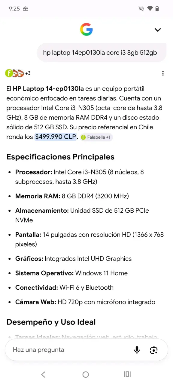 Laptop HP 14-ep0130la Core i3 8GB 512GB SSD - 1
