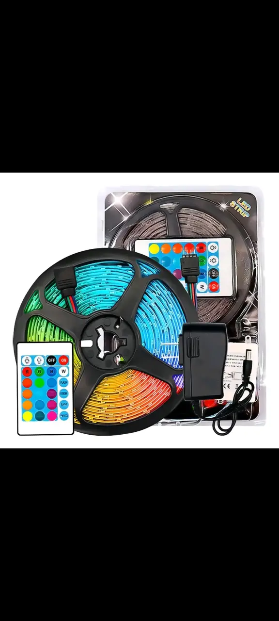 Tira LED RGB con control remoto y adaptador - 1