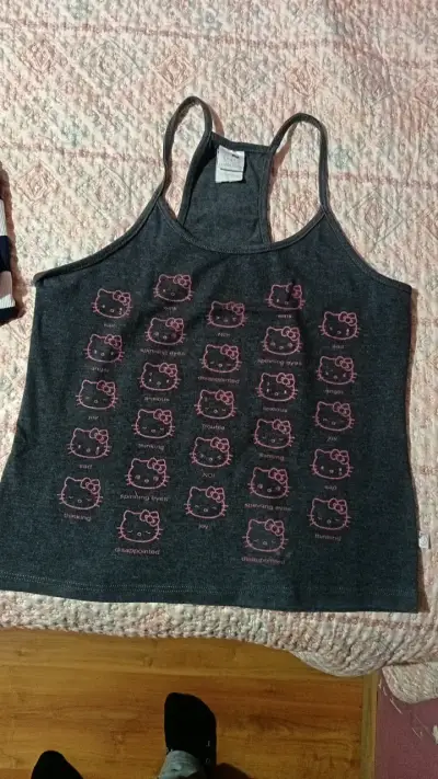 Polera sin mangas Hello Kitty gris para mujer - miniatura 1