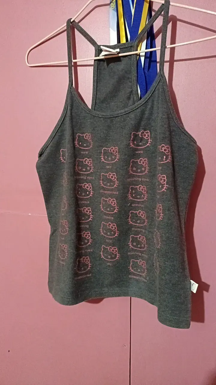 Polera sin mangas Hello Kitty gris para mujer - 3