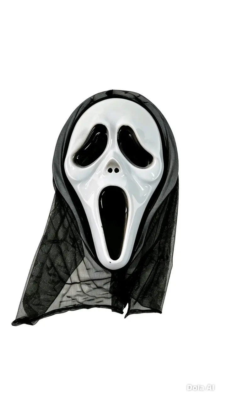 Máscara de terror Scream con capucha negra