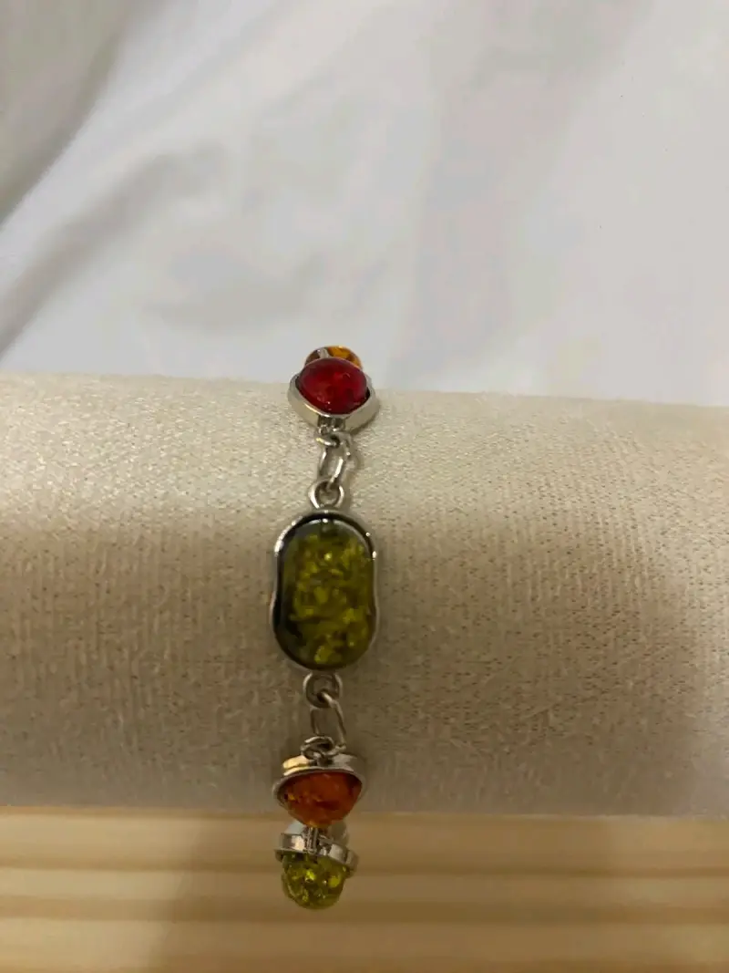 Pulsera con piedras de ámbar multicolor - 2