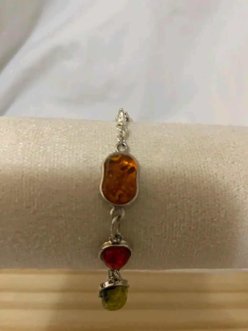 Pulsera con piedras de ámbar multicolor - 3