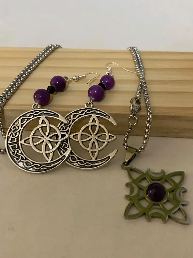 Conjunto de joyería celta con piedras moradas - 2
