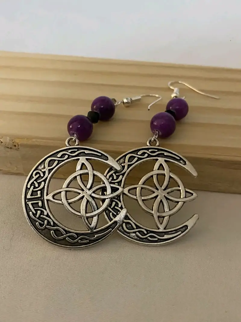 Conjunto de joyería celta con piedras moradas - 4