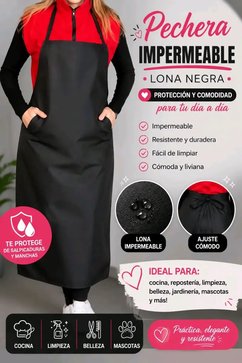 Pechera impermeable de lona negra