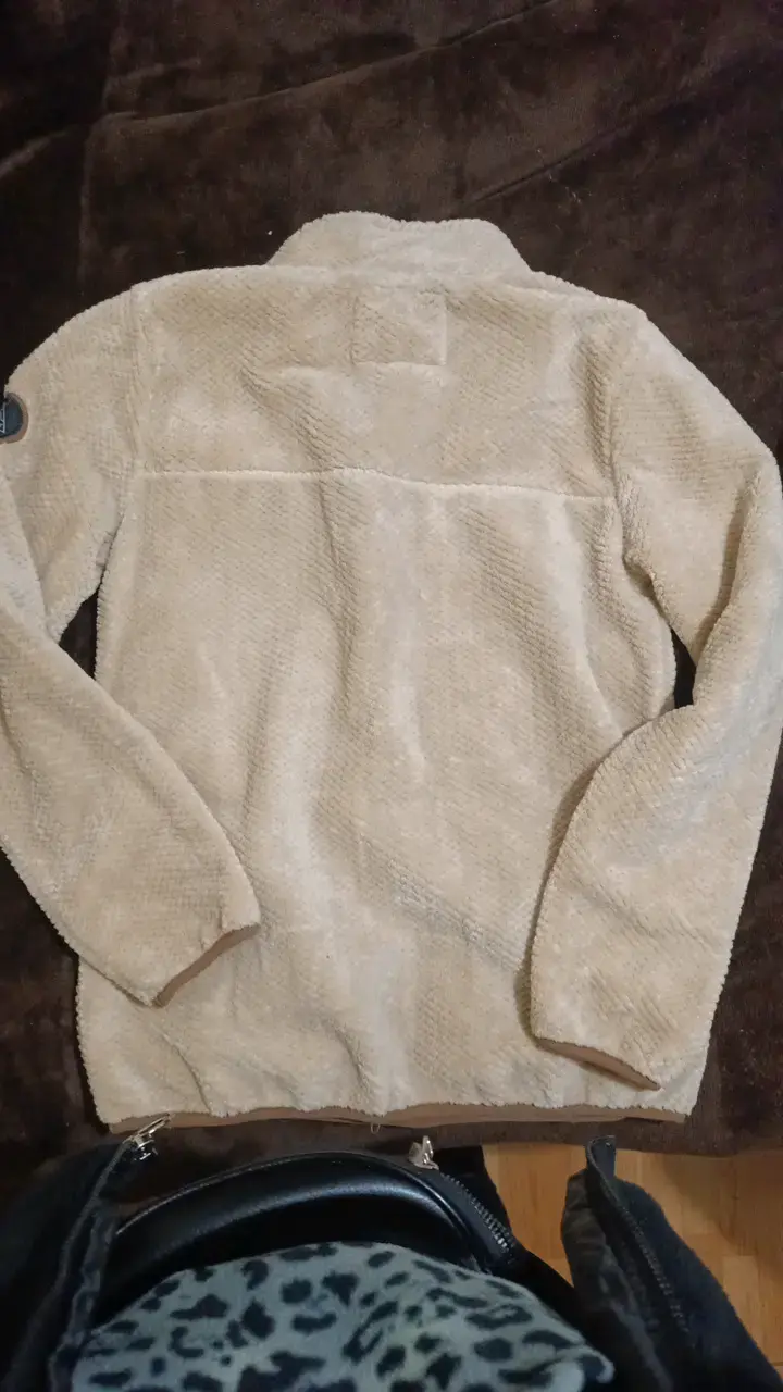 Polar beige con cierre y detalles marrones - 2