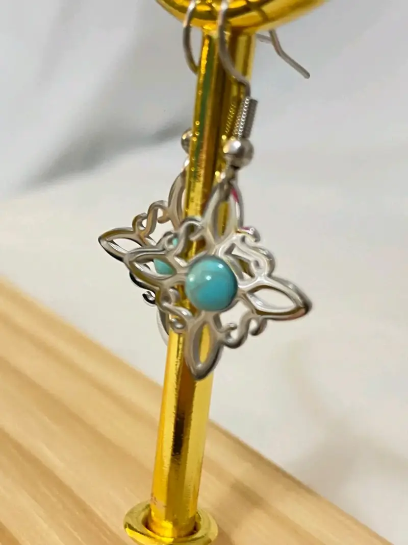 Set de Aros y Anillo de Plata con Piedra Turquesa - 4