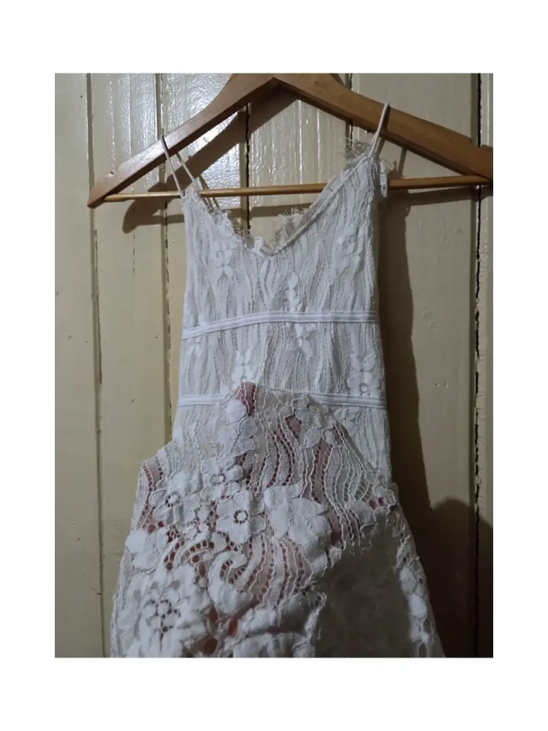 Vestido de encaje blanco para mujer talla S - 1